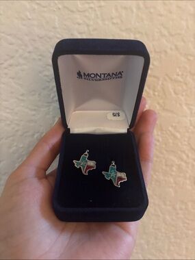 Montana Silversmiths Texas Flag Dangle Earrings - Turquoise, Red & Silver